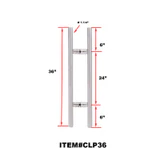CLP Ladder Style, Back-to-Back Pull Entrance Door Handle, Stainless Steel 304 Tube in 1/16" Thickness — CLP36 — Polished Stainless Steel — CLP36