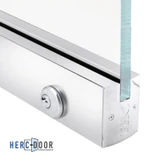 R25S12 with lock, FHC 2-1/2" Low Profile Square Door Rail With Lock For 1/2" Glass - 35-3/4" Length — R25S12L — Polished Stainless