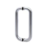 CPH213, Glass Mounted Straight Back to Back Pull Handle- Stainless steel 304 tube in 1.5mm thickness. — CPH213-12X12 — Brushed Stainless Steel — 12"