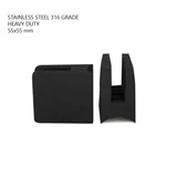CZP712R, Heavy Duty 2″ OD Round Back Glass Clamp 55 x 55 mm for 3/8″ or 1/2″ Tempered Glass or Laminated Glass — CZP712R — Matte Black