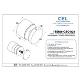 CSO1121, 1-1/2" Ø Diameter Round Standoff for Glass Railing with 1" projection, Stainless steel 316 — CSO1121 — Polished Stainless Steel