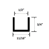 CSDCD12, Matte Black, U Channel for 1/2" Shower Door Fixed Panel