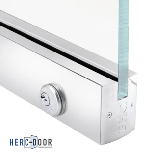 R25S12 with lock, FHC 2-1/2" Low Profile Square Door Rail With Lock For 1/2" Glass - 35-3/4" Length — R25S12L — Polished Stainless