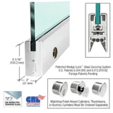 DR4S12CL48,CRL 1/2" Glass 4" Square Door Rail With Lock - 48" — DR4SPS12CL48 — Polished Stainless Steel
