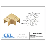 CE90-40X40, Tube to tube 90 degree Elbow for 1 1/2" x 1 1/2" slotted tube — CE90-40X40 — Brushed Gold