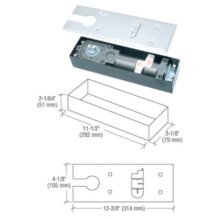 CRL Medium Duty 180º Hold Open at 90º Narrow Width Floor Mounted Closer — CRL8460