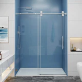 CSS04 single-sliding clear glass shower door with round hardware