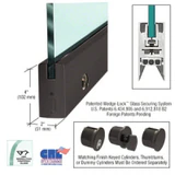 DR4S12CL48,CRL 1/2" Glass 4" Square Door Rail With Lock - 48" — DR4SDU12CL48 — Black Bronze Anodized