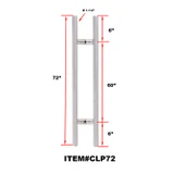 CLP Ladder Style, Back-to-Back Pull Entrance Door Handle, Stainless Steel 304 Tube in 1/16" Thickness — CLP72 — Polished Stainless Steel — CLP72