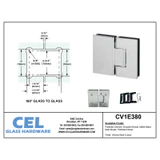 CV1E380, Adjustable 180 Degree Glass to Glass Hinge for Shower Door — CV1E380