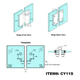 CY11S, Swimming Pool Glass to glass Heavy Duty Door Hinge for 3/8" - 5/8" Glass, flat pin