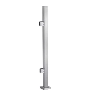 CSPF42, Square Post 42" Height, hole Ø2" (Post Only, Not Include Glass Clamp) — CSPF42 — Brushed Stainless Steel — END