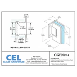 CGEN074, Wall Mount Short Back Plate Hinge for Shower Door