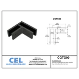 CGTG90, 90 degree corner Railing clamp, glass to glass — CGTG90 — Matte Black
