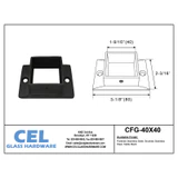 CFG-40X40, Flange for 1-1/2" x 1-1/2" slotted tube — CFG-40X40 — Matte Black