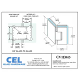 CV1E045, 135 Degree Glass to Glass Hinge for Shower Door