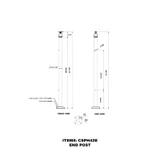 CSPH42, 2" X 2" Square Post 42" Height (Post Only, Not included Glass Clamp) — CSPH42E — Brushed Stainless Steel — END