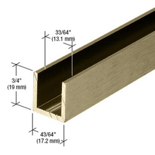 SDCD12BBRZ, CRL Brushed Bronze 1/2" Fixed Panel Shower Door Deep U-Channel - 95" — SDCD12BBRZ