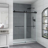 CDS01 glass shower system with matte-black hardware