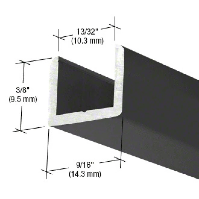 CRL Frameless Shower Door Aluminum Regular U-Channel for 3/8" Thick Glass — SDCR38