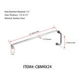 CBM6X24, Tubular 6" Pull Handle with 24" Towel Bar, Pull handle Towel Bar Combination Sets