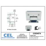 CGEN574, 5 Degree Pre-Set, Wall Mount Short Back Plate Hinge for Frameless Shower Door — CGEN574