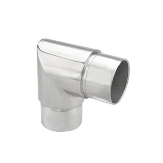CL90-424, 90° 2-Way Elbow Connector for 1-1/2″ OD Round Tube — CL90-424 — Polished Stainless Steel