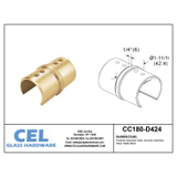 CC180-D424, Tube to tube 180 degree connector for Ø 1-5/8" slotted tube — CC180-D424 — Brushed Gold