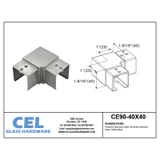 CE90-40X40, Tube to tube 90 degree Elbow for 1 1/2" x 1 1/2" slotted tube — CE90-40X40 — Polished Stainless Steel