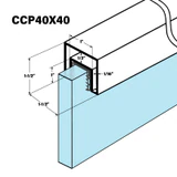 CCP40X40, Square Cap Railing 1 1/2" x 1 1/2" x 1/16 with slot size 1" x 1" — CCP40X40 — Polished Stainless Steel — 120"