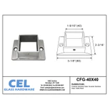 CFG-40X40, Flange for 1-1/2" x 1-1/2" slotted tube — CFG-40X40 — Brushed Stainless Steel