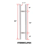 CLP Ladder Style, Back-to-Back Pull Entrance Door Handle, Stainless Steel 304 Tube in 1/16" Thickness — CLP84 — Polished Stainless Steel — CLP84