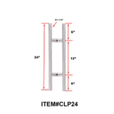 CLP Ladder Style, Back-to-Back Pull Entrance Door Handle, Stainless Steel 304 Tube in 1/16" Thickness — CLP24 — Polished Stainless Steel — CLP24