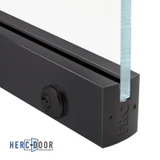 R25S12 with lock, FHC 2-1/2" Low Profile Square Door Rail With Lock For 1/2" Glass - 35-3/4" Length — R25S12L — Dark Bronze Anodized
