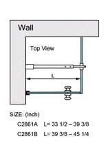 C2861A — C2861, FRAMELESS SHOWER DOOR, SQUARE FIXED PANEL WALL-TO-GLASS SUPPORT BAR technical information technical reference