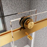 Close-up of CDS01 roller and guide rail in a gold finish