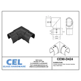 CE90-D424, Stainless Steel 90 Degree Corner Connector For 1-1/2″ Round Tube — CE90-D424-MB — Matte Black