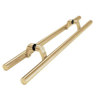 CLPO24,Ø 1 1/4" X24"X12"(CTC), 24" Ladder Pull Handle , Back to Back, Offset — CLPO24-BG — Brushed Gold
