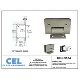 CGEN574, 5 Degree Pre-Set, Wall Mount Short Back Plate Hinge for Frameless Shower Door — CGEN574