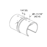 CC180-D424, Tube to tube 180 degree connector for Ø 1-5/8" slotted tube — CC180-D424 — Brushed Stainless Steel