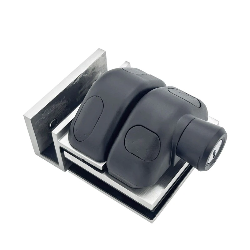 CY03M Swimming Pool Glass to Glass 90° Gate Latch w. Door Lock-With Key For 3/8"-5/8" Glass Thickness — CY03L-M — Left Hand — Polished Stainless Steel