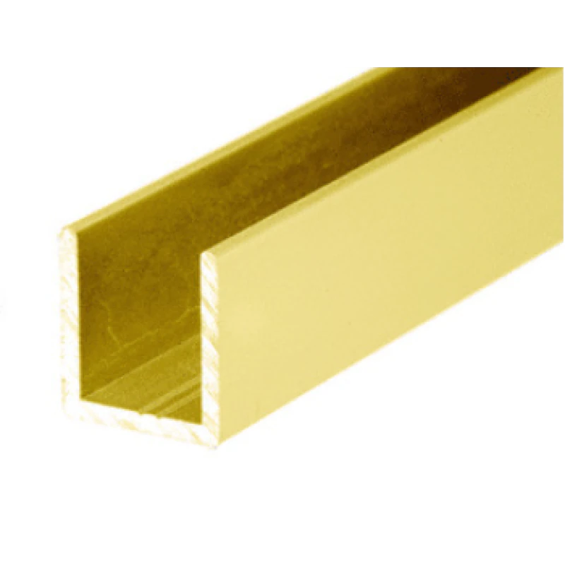 CSDCD12, Satin Brass, U Channel for 1/2" Shower Door Fixed Panel — CSDCD12