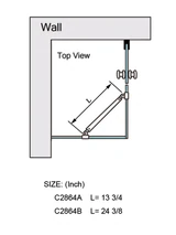 C2864A — C2864, FRAMELESS SHOWER DOOR, SQUARE FIXED PANEL GLASS-TO-GLASS SUPPORT BAR technical information technical reference