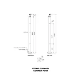 CSPH42, 2" X 2" Square Post 42" Height (Post Only, Not included Glass Clamp) — CSPH42L — Brushed Stainless Steel — CORNER