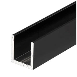 CSDCD38, U Channel for 3/8" Shower Door Fixed Panel Matte Black — CSDCD38