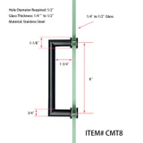 CMT, Round Tubing Mitered Corner Singled-Sided Pull Handle — CMT8