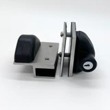 CY12-M, Swimming Pool 180 Degree Glass-to-Glass Gate Latch, Door Lock With Key For 3/8"-5/8" Glass Thickness — CY12-M — Brushed Stainless Steel
