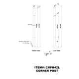 CRPH42, Round Post For Handrail Ø2", 42" Height, Heavy Duty (Post Only, Not included Glass Clamp) — CRPH42L — Brushed Stainless Steel — CORNER