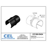CC180-D424, Tube to tube 180 degree connector for Ø 1-5/8" slotted tube — CC180-D424 — Matte Black