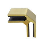 CGTGS90, 90 degree corner Railing clamp, glass to glass, for 3/8" & 1/2" Glass — CGTGS90 — Brushed Gold